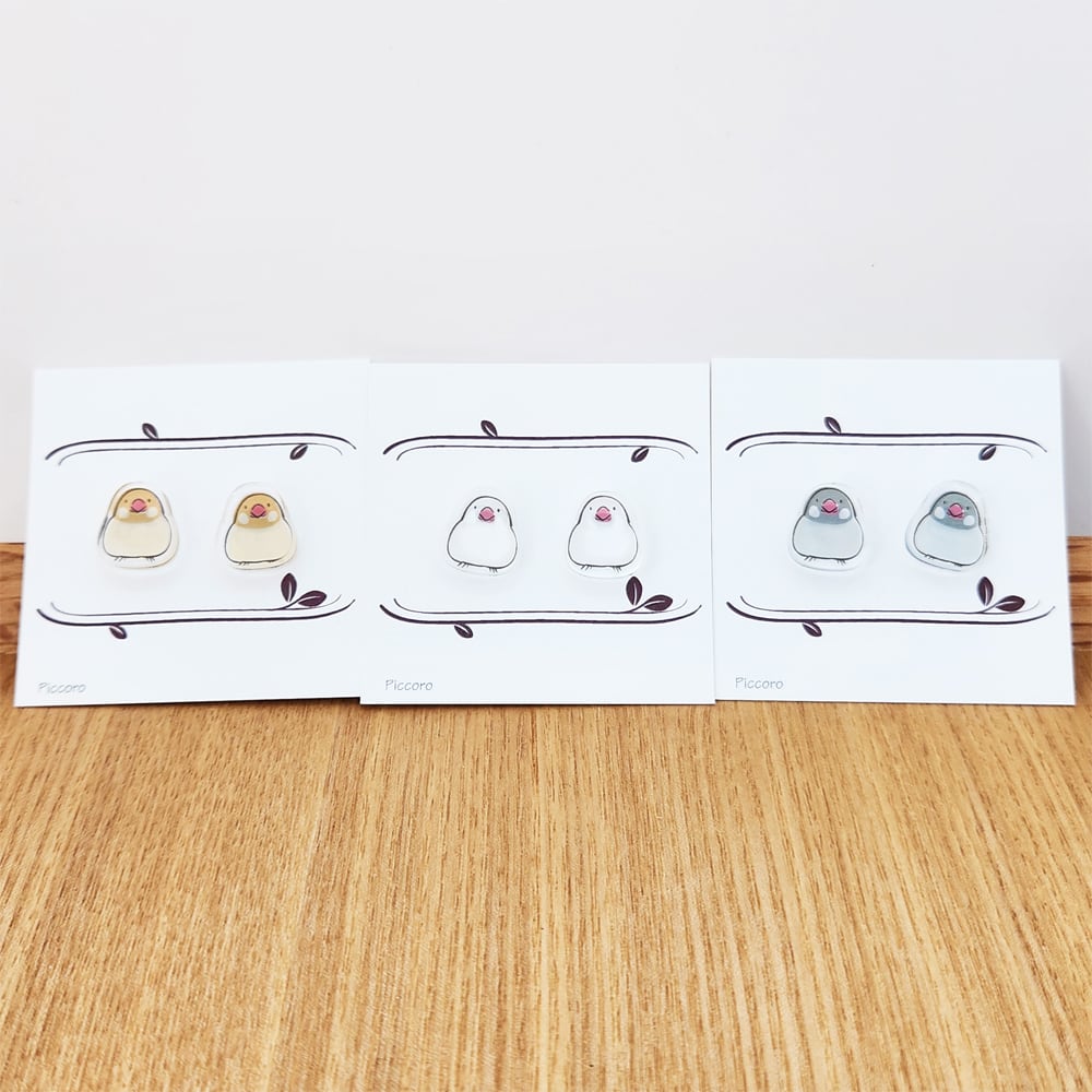 ピアス　桜文鳥（キャッチ式）