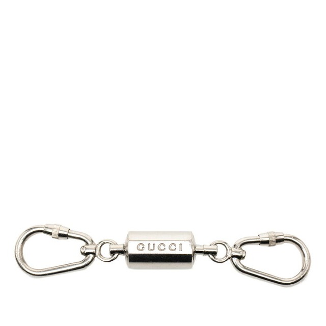 グッチ ロゴ キーリング キーホルダー カナビラ シルバー メタル レディース GUCCI 【中古】
