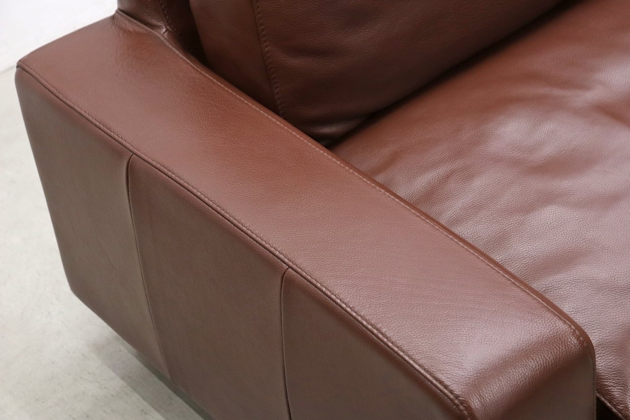 沼津店】MUJI 無印良品 本革 ワイドアーム 2Pソファ ブラウン 茶