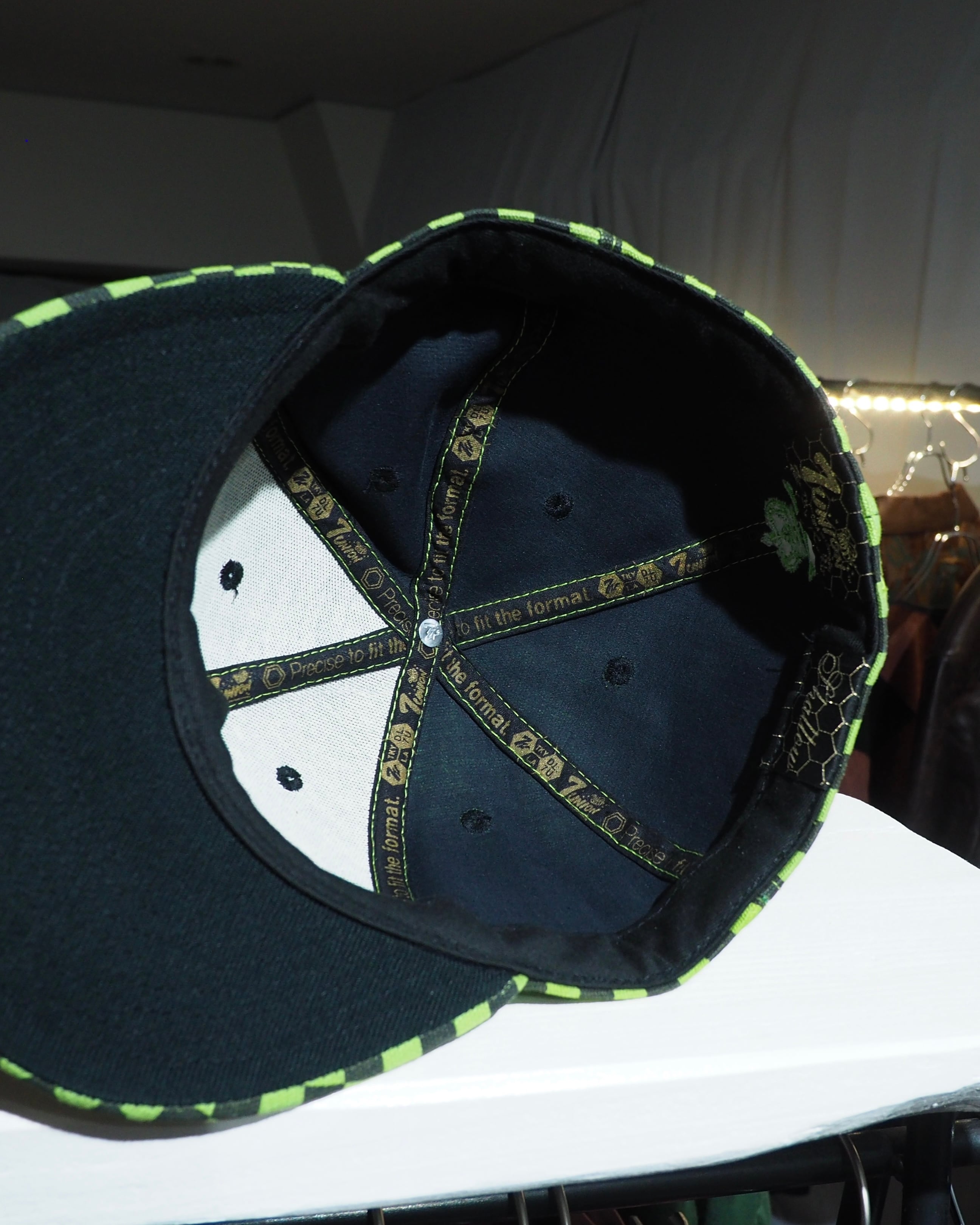 Vivid Light Green Checker board pattern Design Cap