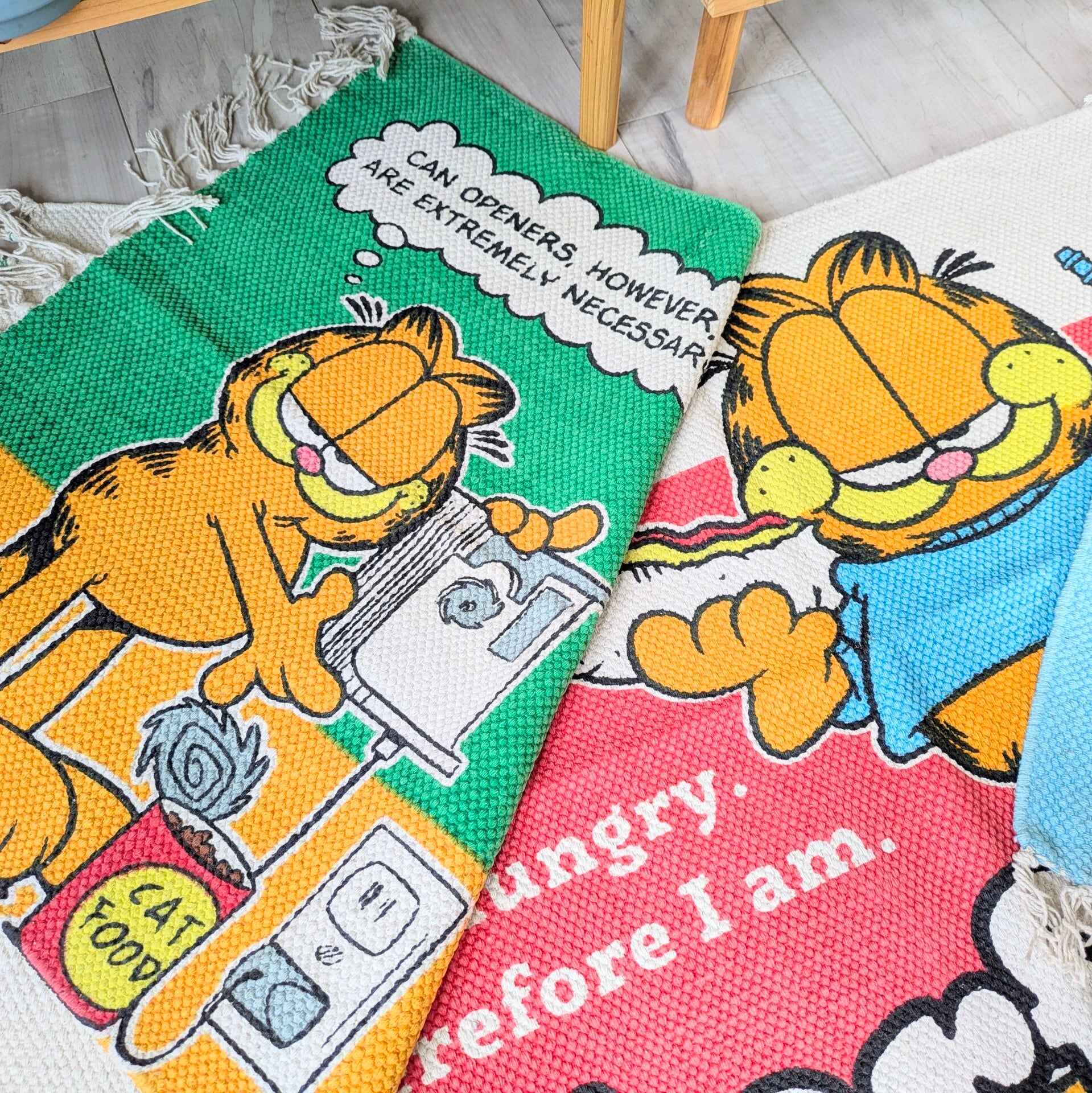 【 Garfield ( ガーフィールド ) 】『I am hungry Therefore I am.』COTTON MAT /  コットンマット/ Floor Mat / フロアマット〚アメリカン雑貨 アメトイ〛