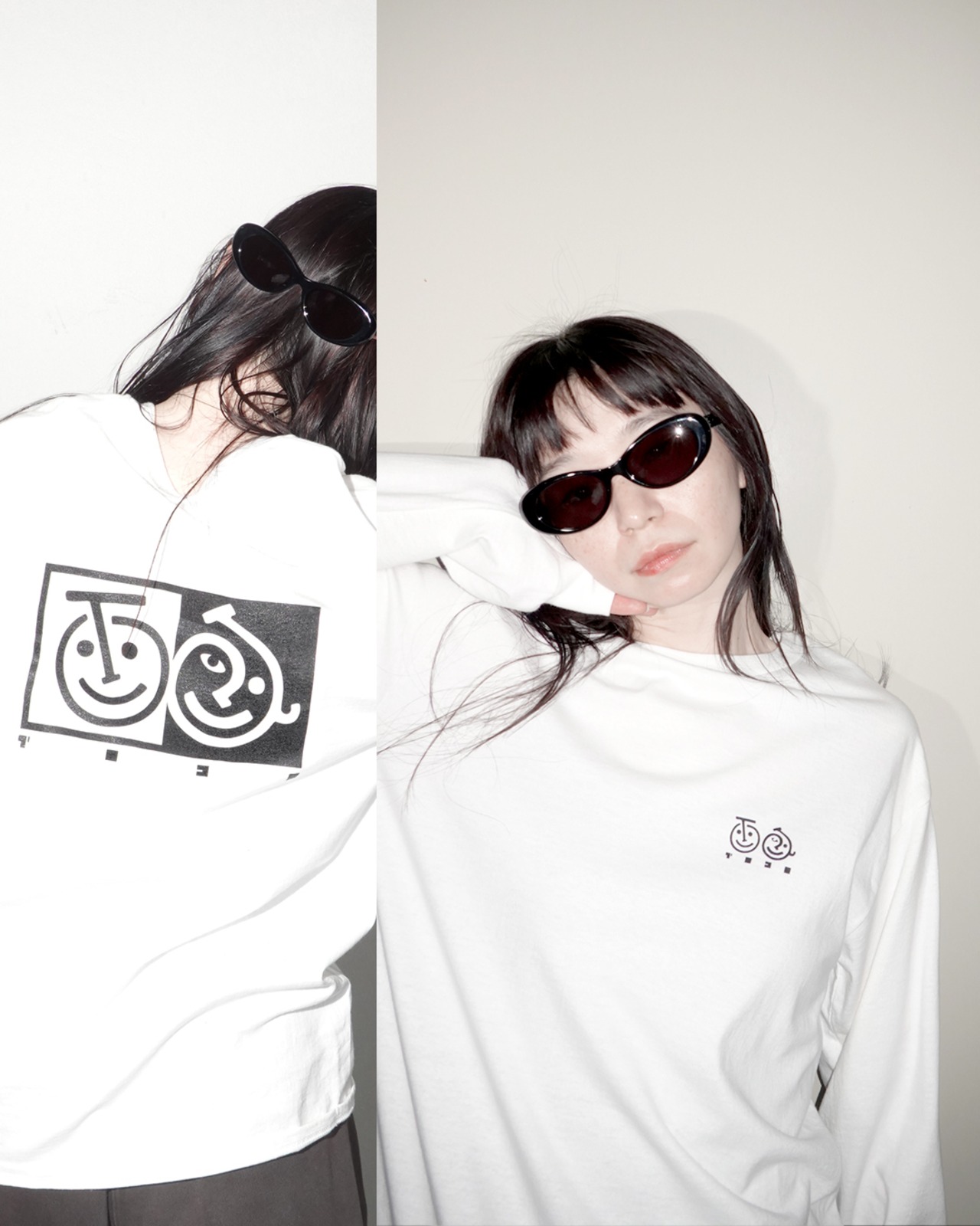 TOJO YIN YANG Long T-shirts -WHITE-