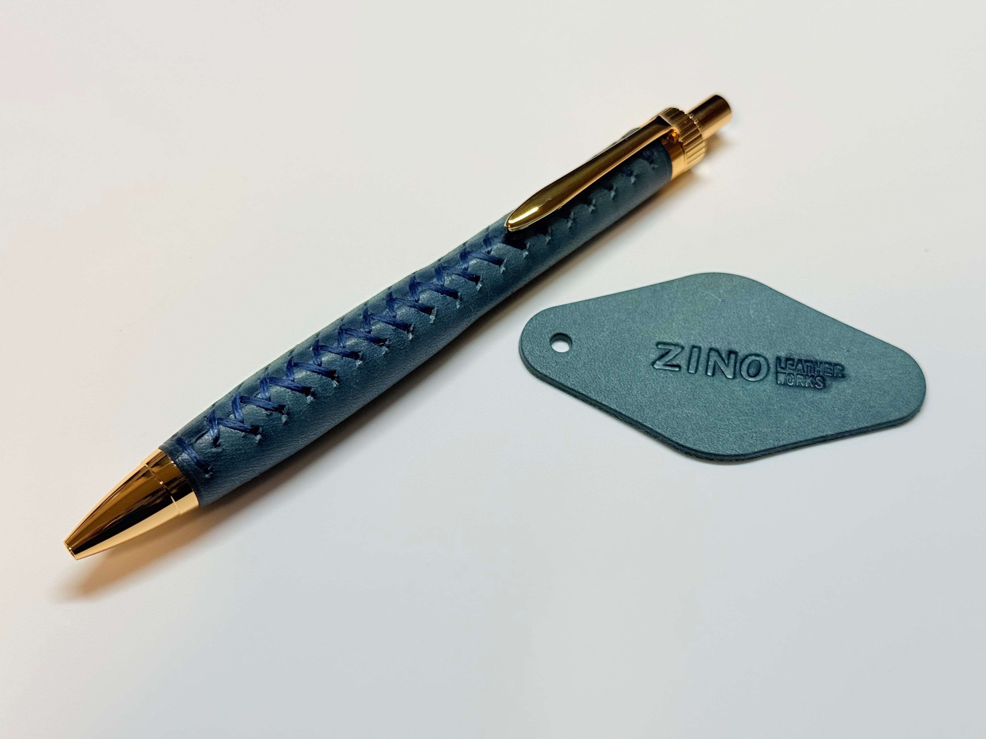 ZINO LEATHER WORKS× handwood PG5 handwoodコラボ【育てる革軸ペン】カスタム軸 ワイン（ブッテーロ