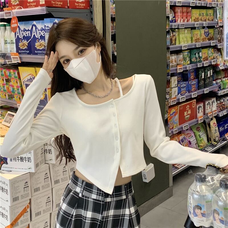 ショートトップス スプリングオータムホワイトTシャツ ロング 春物 秋物 スーパーモール95726360307