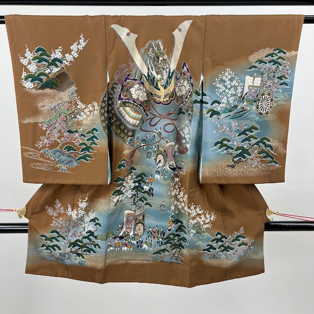 産着 祝い着 着物 中古品 茶色 ブラウン 1N100 HAL0100000