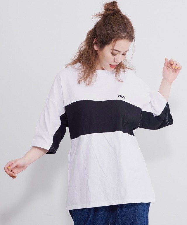 【FILA/フィラ】Tシャツ 半袖 WEB限定 ブランド 刺繍 バイカラー オーバーサイズ fh8023