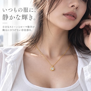 ストーンローマナンバーネックレス ゴールド