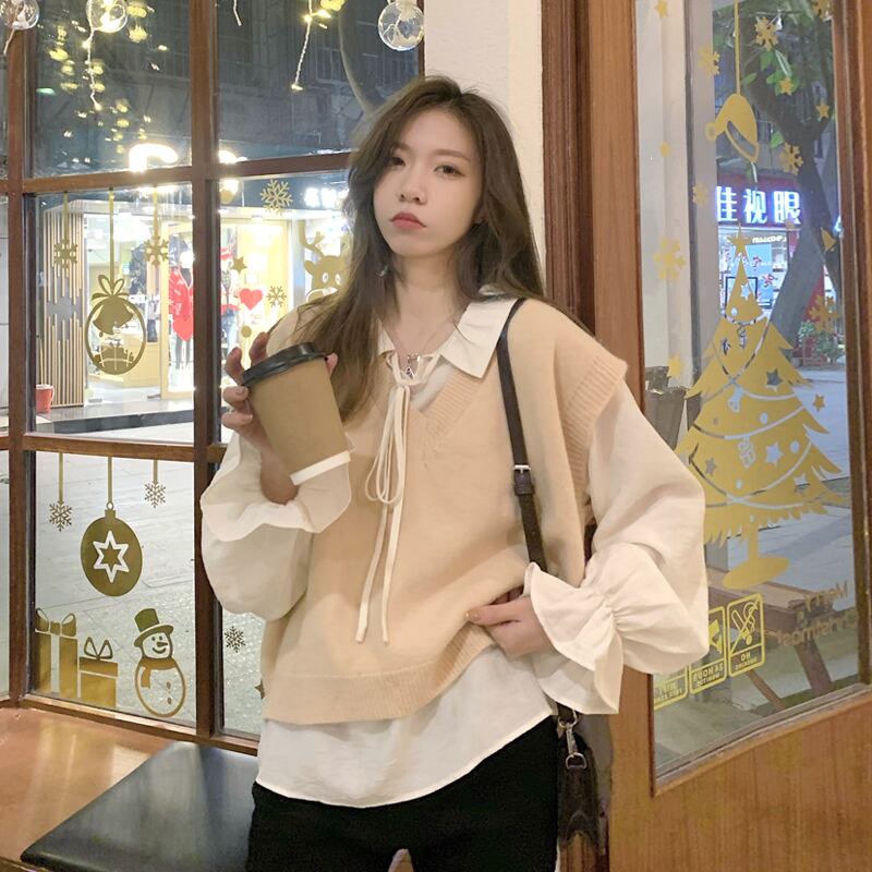 スプリングニットレディースルーズシャツ セーター ロング 春物 スーパーモール79508407519