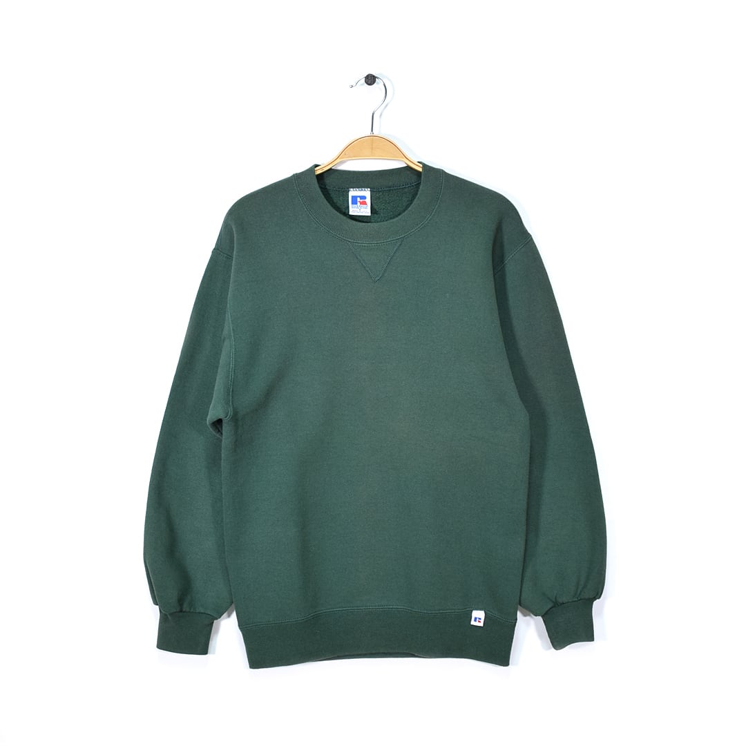 ビンテージ OLD 汚く NAVY 前Vネック スウェット グリーン