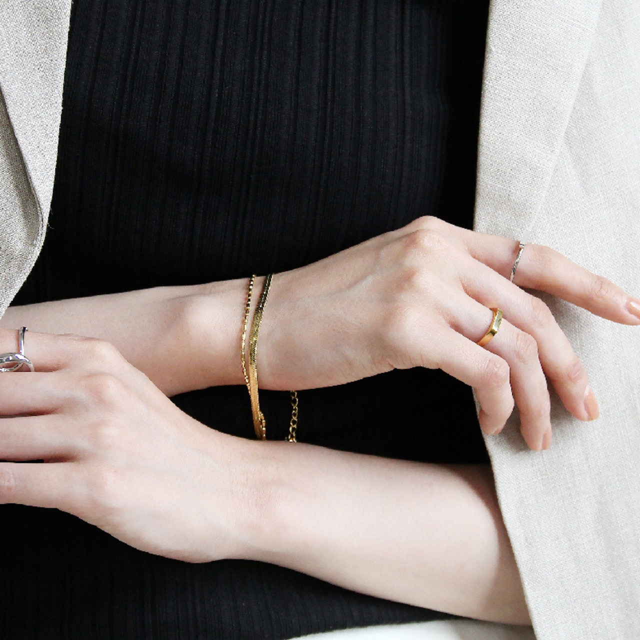 【ネコポス便】ブレスレット ダブルチェーンブレスレット 1717