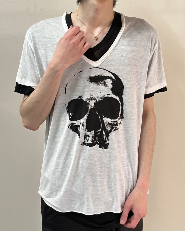 【Neil Barrett】fake layered skull T-shirt