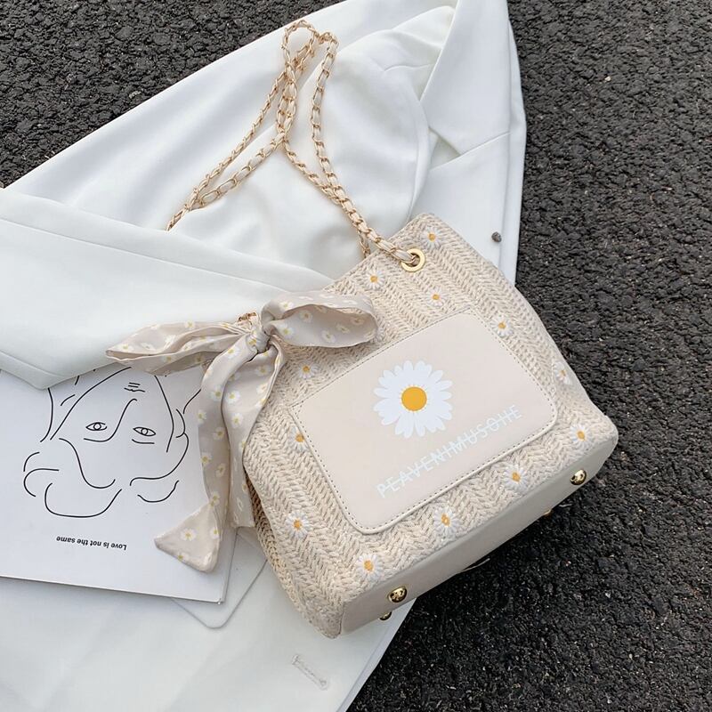 夏の人気バッグ女性バッグ2020新しい潮ネット赤ファッション織チェーンメッセンジャーバッグワイルドストローバッグ Tiancai_Wing_Bag0295549