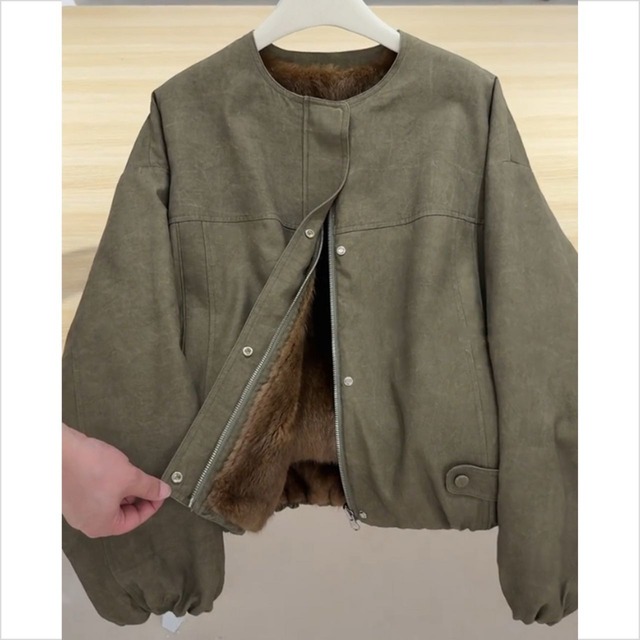 フェイクボア裏地付きショートジャケット Ln00445