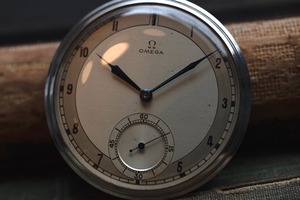 【OMEGA】1930’s オメガ 懐中時計 フルステンレス アール・デコスタイル アラビア数字 手巻き　OH / vintagewatch /  / pocket watch / hand winding