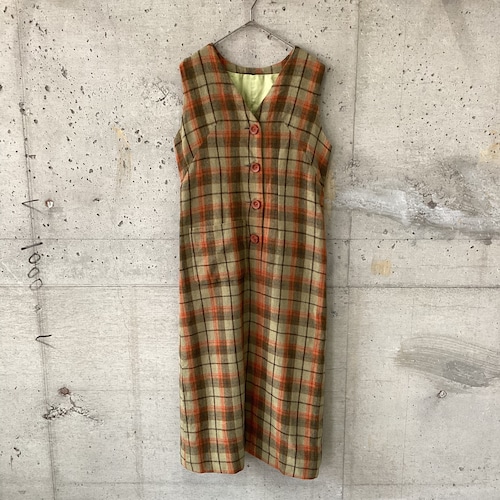 Japan vintage check long dress