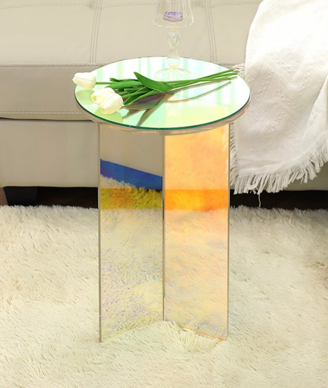 オーロラ ホログラム 韓国風アクリル円形ミニサイドテーブル オーロラ ホログラム 韓国風アクリル円形ミニサイドテーブル オーロラ