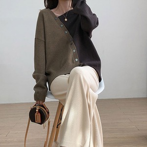 asymmetric two-tone color knit　102222