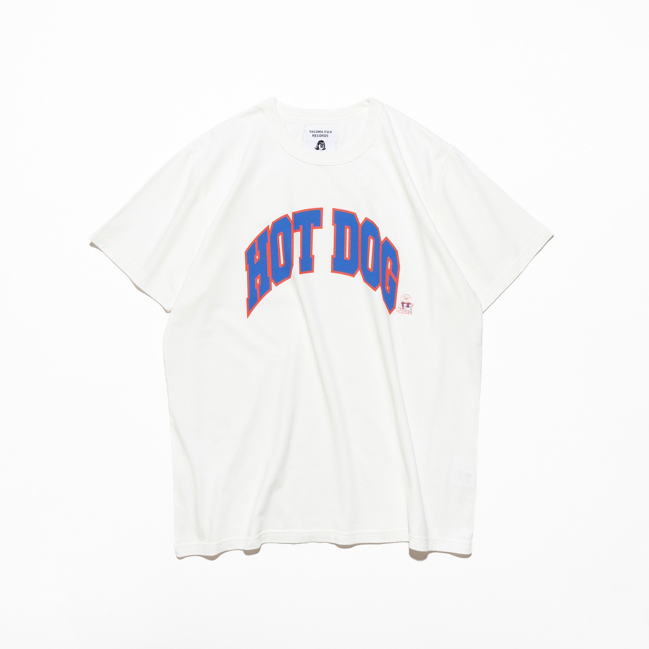 TACOMA FUJI RECORDS HOT DOG COLLEGE LOGO Tee designed by Shuntaro Watanabe WHITE (BLUE x ORANGE)
