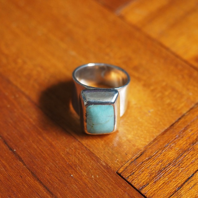 Vintage Mexican Silver Turquoise Square Ring