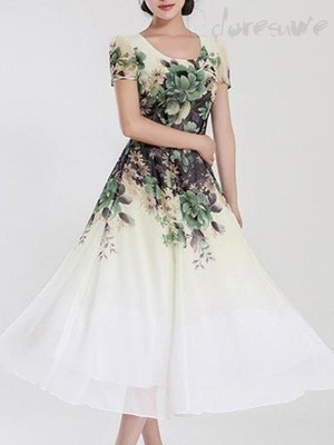 ★送料無料★9号☆花プリント刺繍異素材ロングワンピース(OPN7340) 