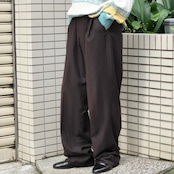stripe wide slacks brown