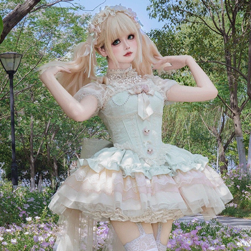 プリンセスドレス ジャンパースカート フロントリボン バックリボン