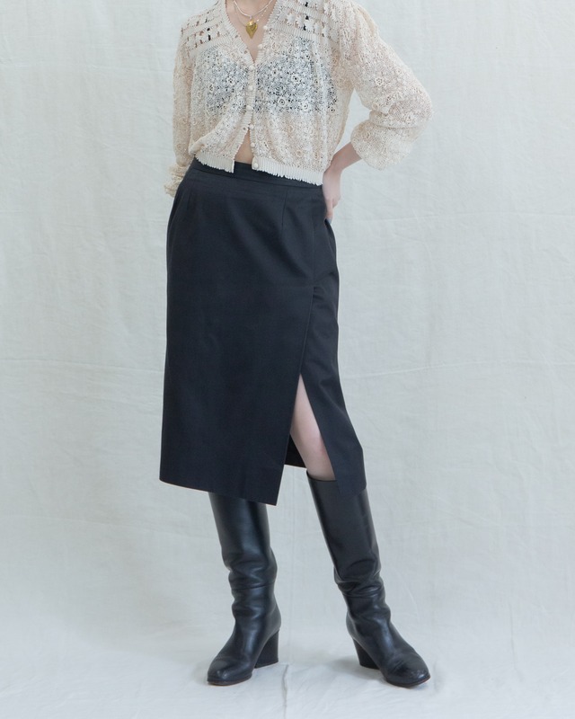 1980s〜90s Yves Saint Laurent - cotton satin slit skirt