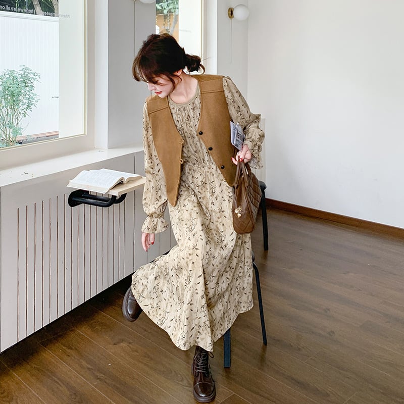 花柄ワンピース×ベストセット_159092 | udresser