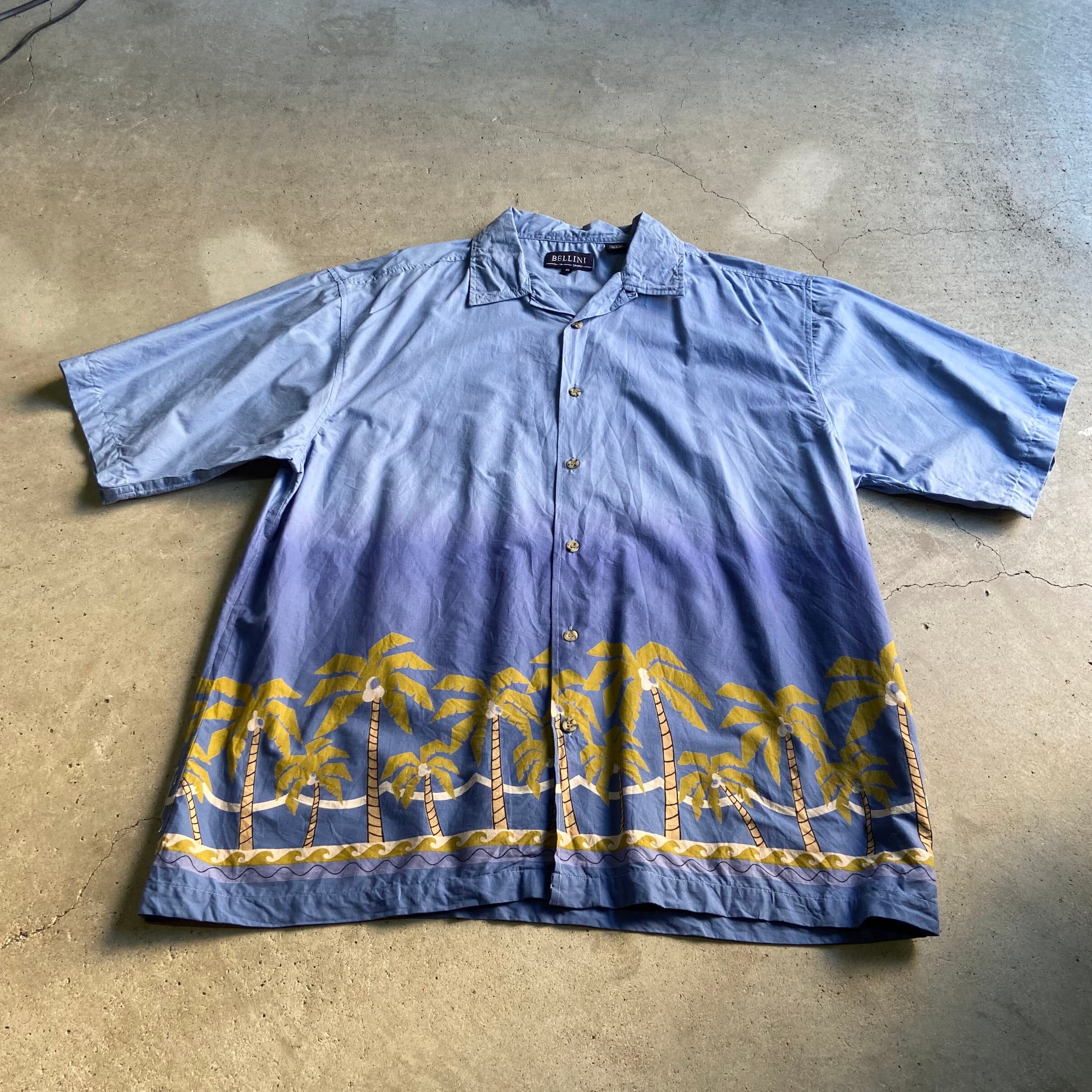 BELLINI 開襟 ヤシの木 グラデーション ハワイアン アロハシャツ