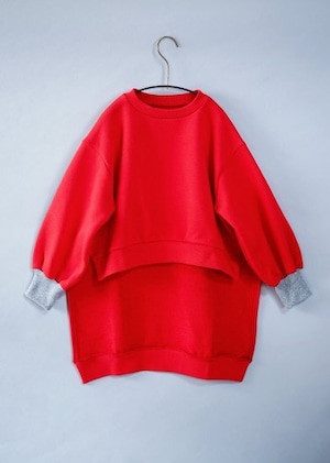 【22AW】ミチリコ(michirico) Back long pullover  レッド【L】スウェット