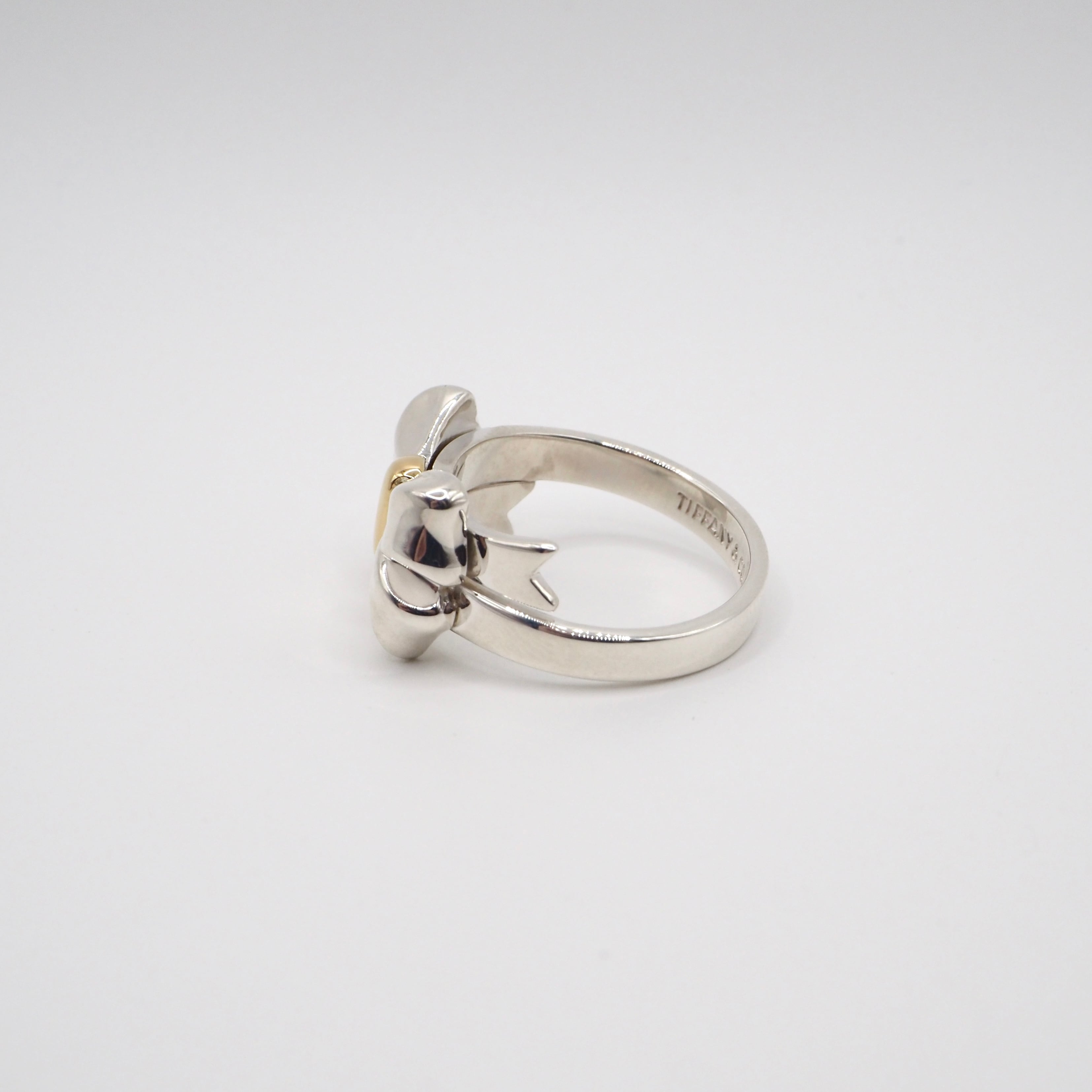 Tiffany&Co. 約12号 リボン リング シルバー925 K18 ティファニー