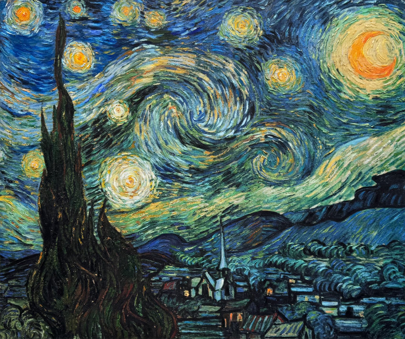 ゴッホ 絵画「星月夜」額縁4色選択可能 作品証明書 展示用フック 限定エディション付複製画 ジークレ