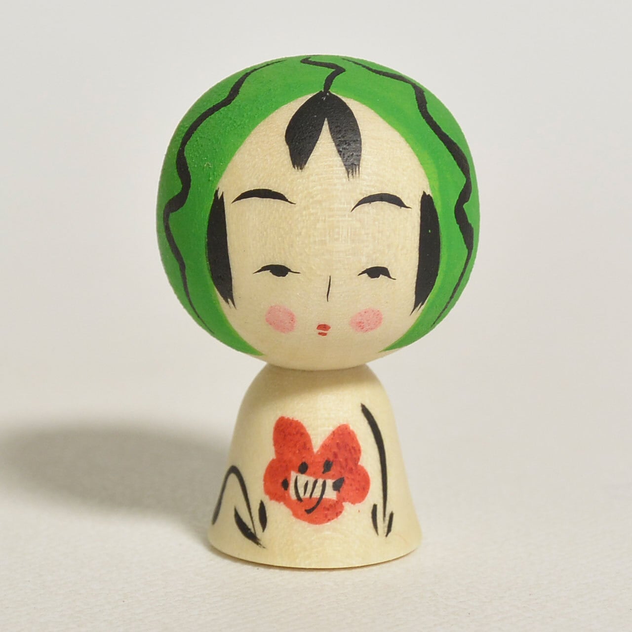 小さなスイカちゃんこけし 約1寸 約3.5cm 鈴木明 工人（作並系）#2464