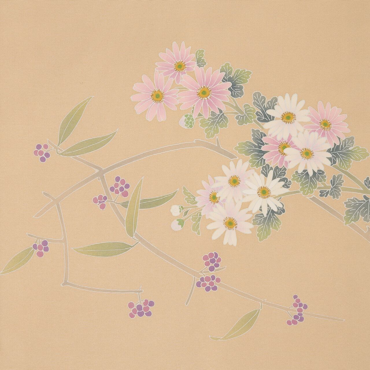 名古屋帯 花柄 野菊とムラサキシキブのお花 友禅名古屋帯【中古】 | かわの屋