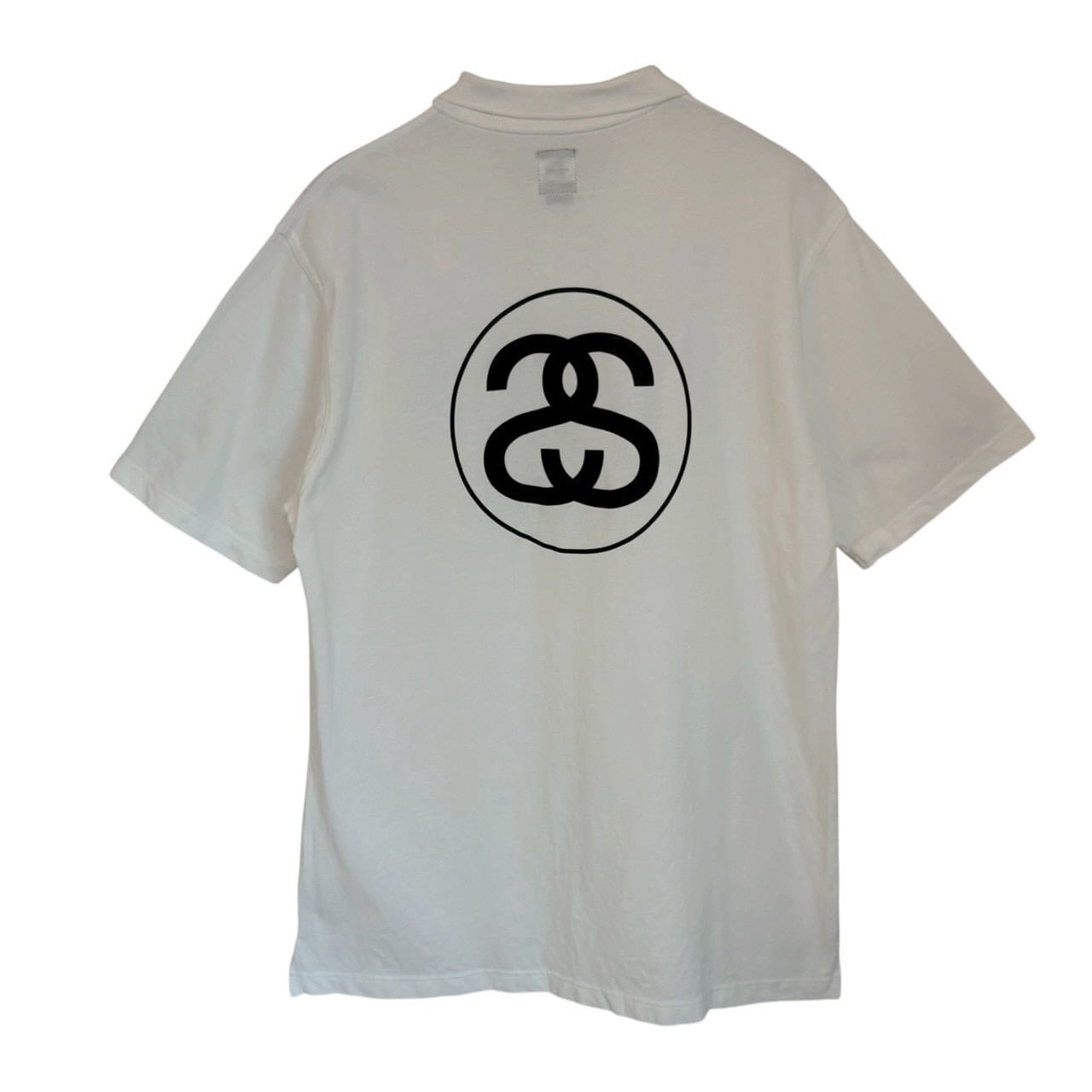 stussy ステューシー ポロシャツ L バックロゴ プリント シャネルロゴ
