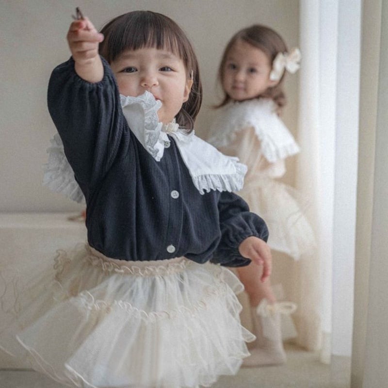 【BABY&KID】秋新作 レース長袖ロンパース