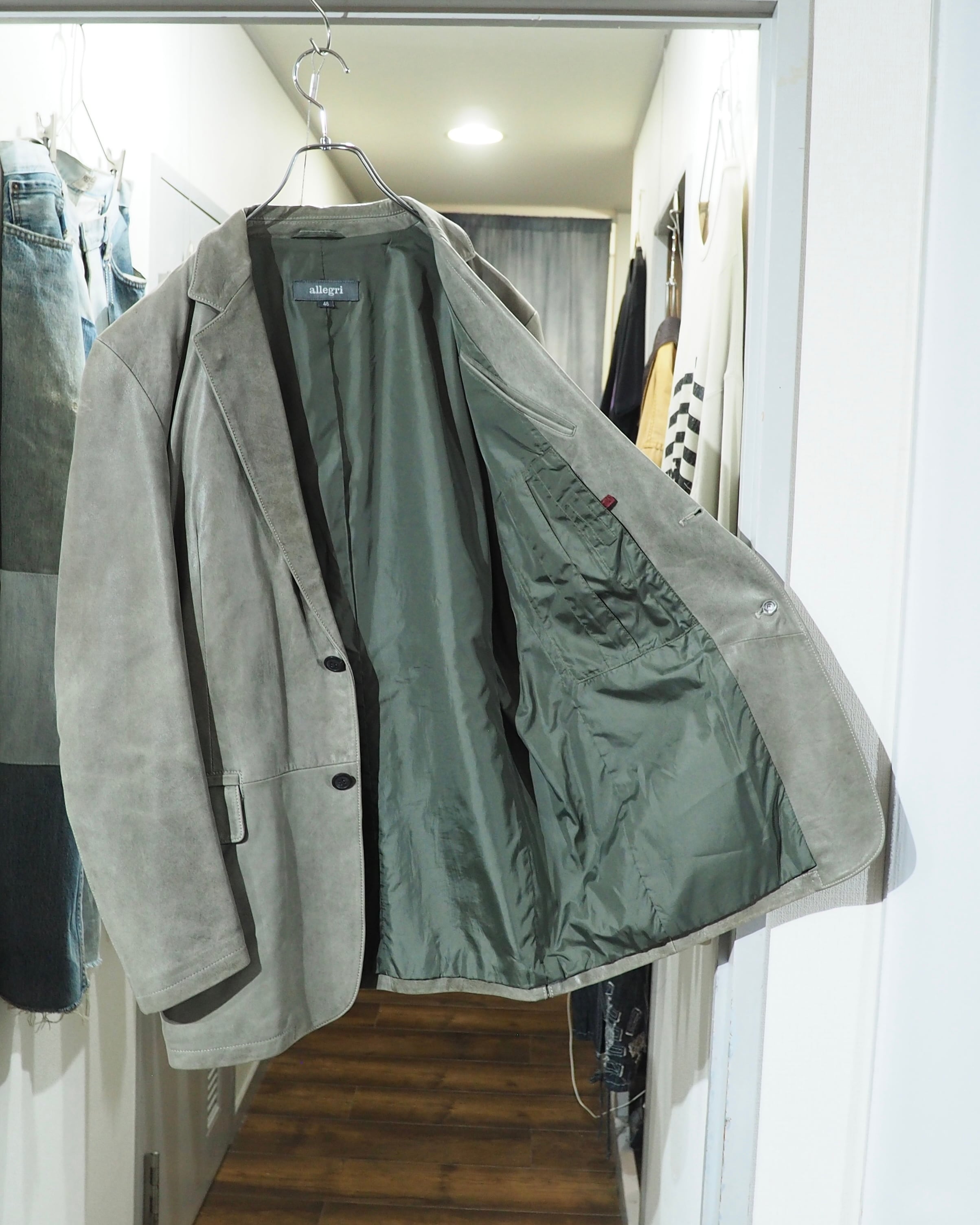 " Allegri " Beautiful Decadent Greige Color Vintage Sheep Leather Tailored Jacket