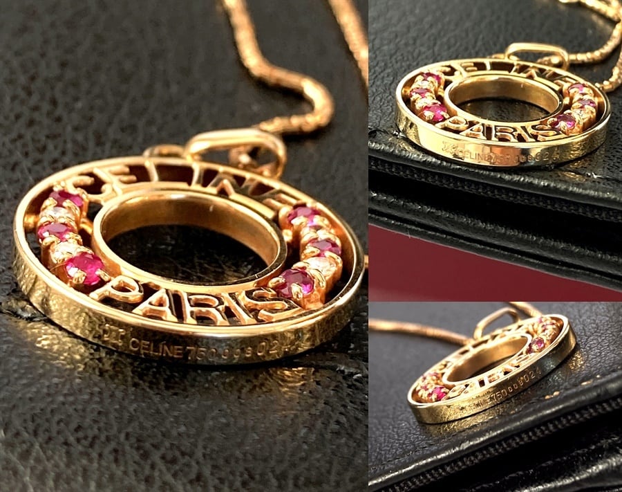 【美品】セリーヌ スターボール チャーム サークルロゴ チェーン ゴールド VINTAGE CELINE/セリーヌ】 サークルロゴ ネックレス