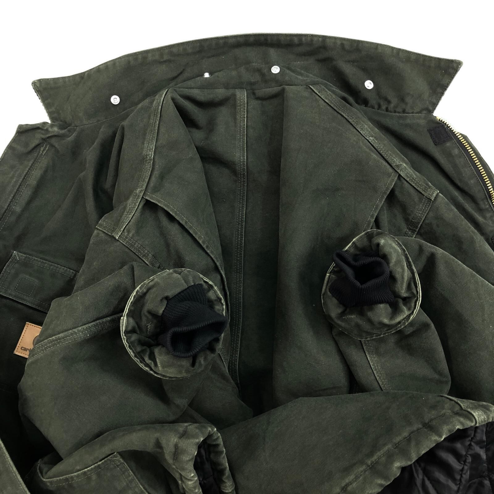 【重厚感◎】XLダックジャケットデトロイトグリーン襟コーデュロイトラディショナル Carhartt カーハート デトロイトジャケット メンズXL相当 古着 ダック