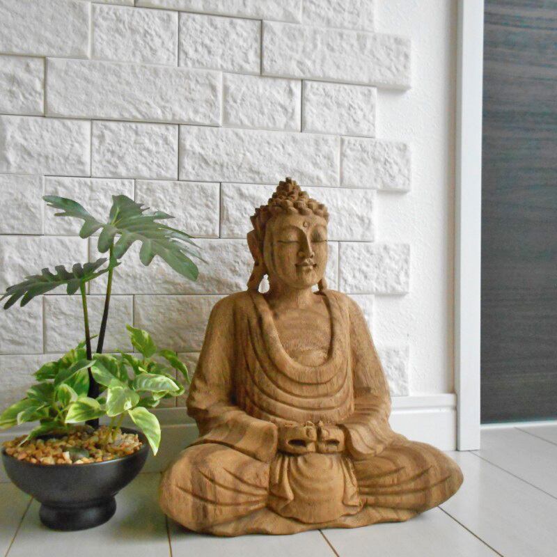 一刀彫 仏陀坐像 26cm 仏像 仏陀 ブッダ オブジェ 仏像の置物 仏陀の