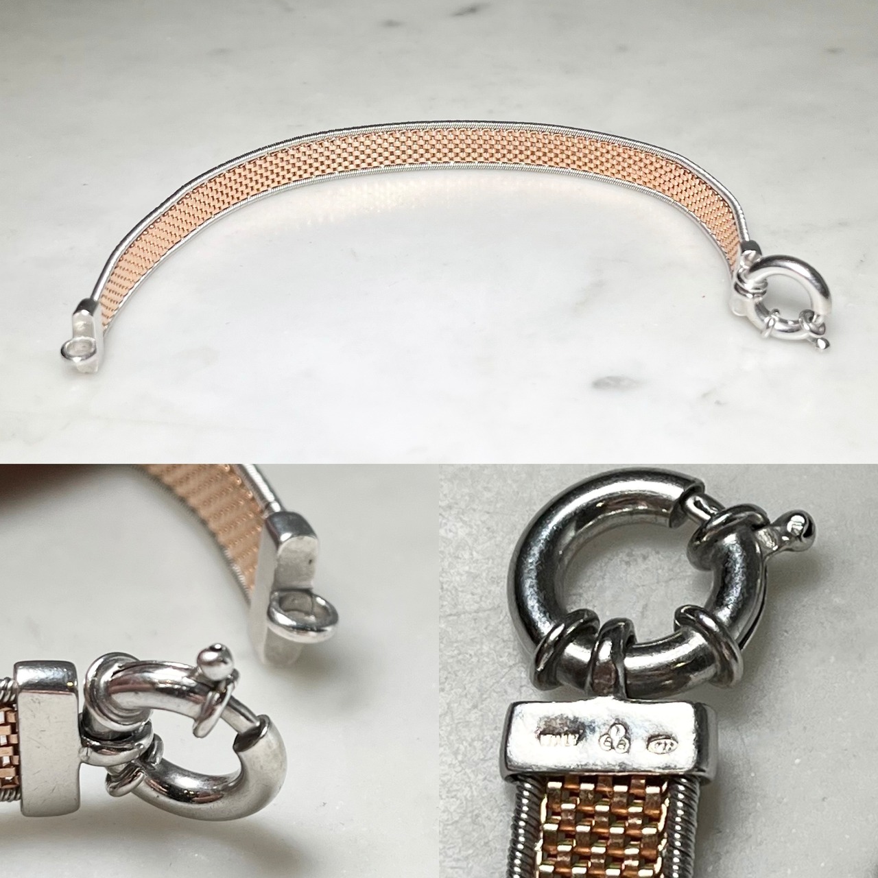 vintage combi-color silver bracelet made in Italy