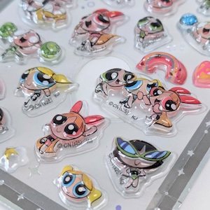 送料無料!【 The Powerpuff Girls / パワーパフガールズ 】ぷくぷくシール / STICKER(ステッカー) / 立体ステッカー 〚アメリカン雑貨 アメトイ〛