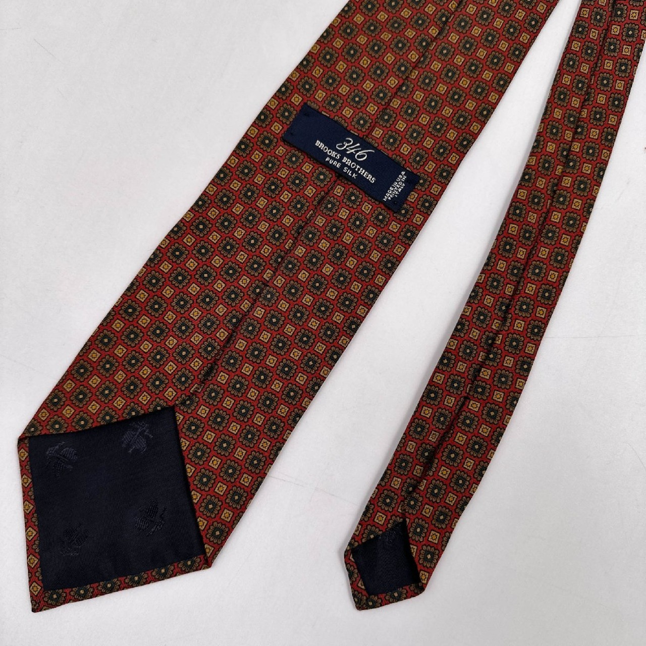USA製◆高級◆Brooks Brothers 346 ブルックスブラザーズ ピュアシルク 絹 総柄 ネクタイ タイ/マルチ