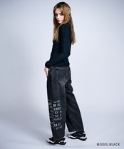 【K様ご予約商品】フリースライニングデニムカーブパンツ (BLACK)　CQ-47108