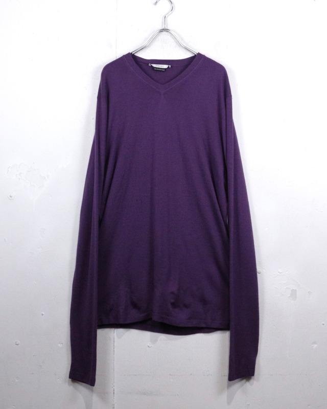 【Caka act2】“VERSACE” Vivid Purple V Neck Cashmere Knit
