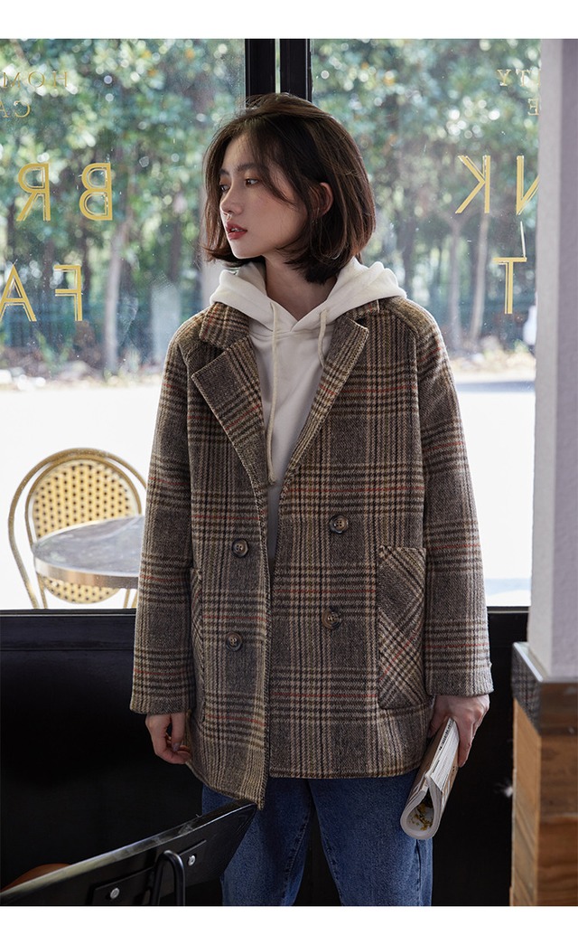 気持ちいい布地 短いスタイル 快適である チェック柄 大人気 スーツ コート 気高い