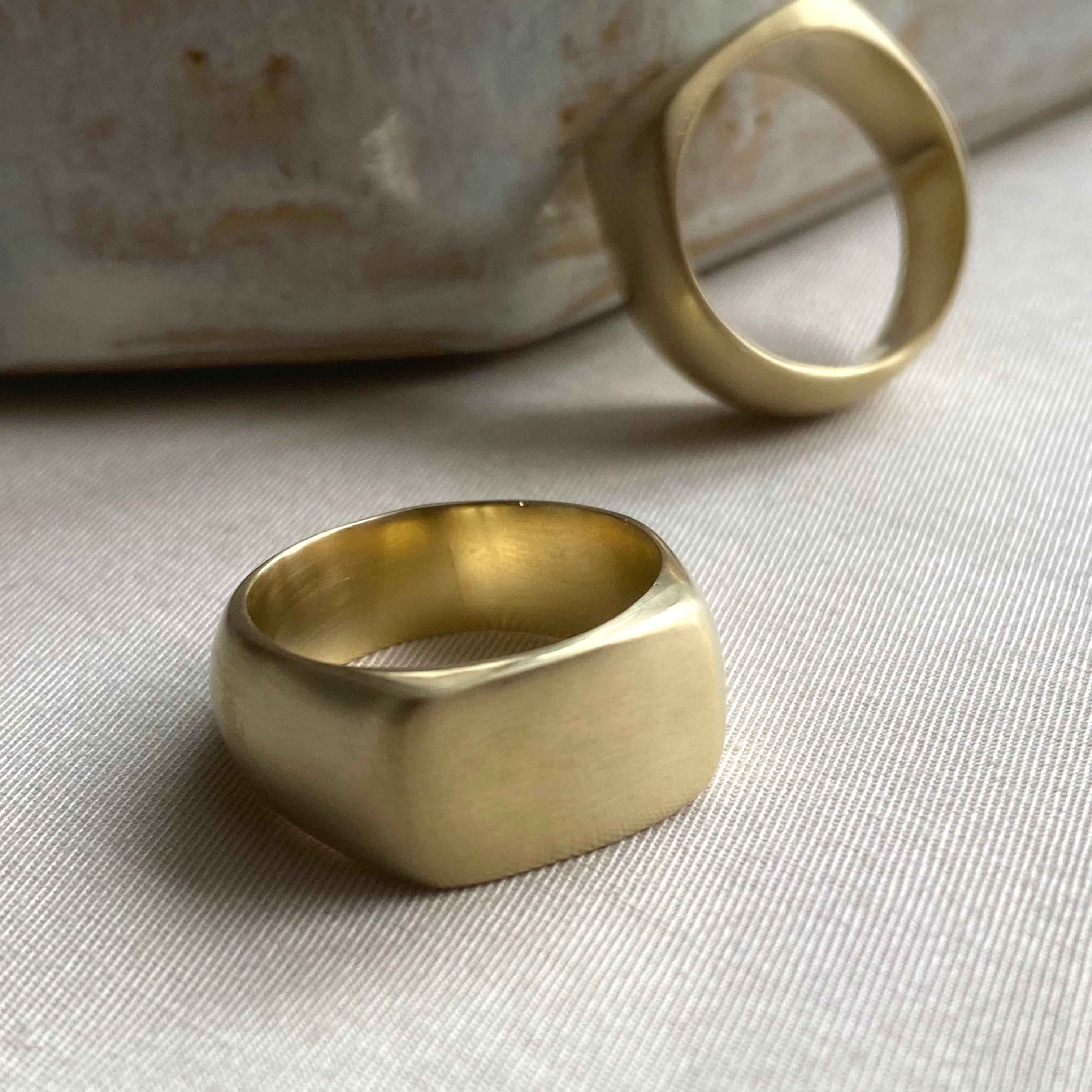 stamp ring （真鍮指輪/ゴールド/シンプル/号数指定可能/フリーサイズ/オーダーメイド） coyakame