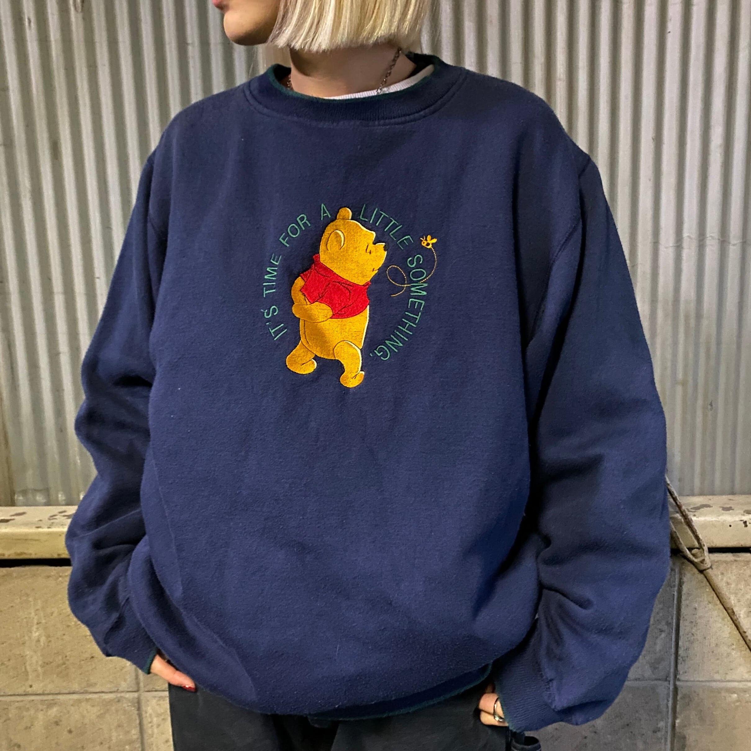 90年代 Pooh ディズニー プーさん キャラクター 刺繍 スウェットシャツ 
