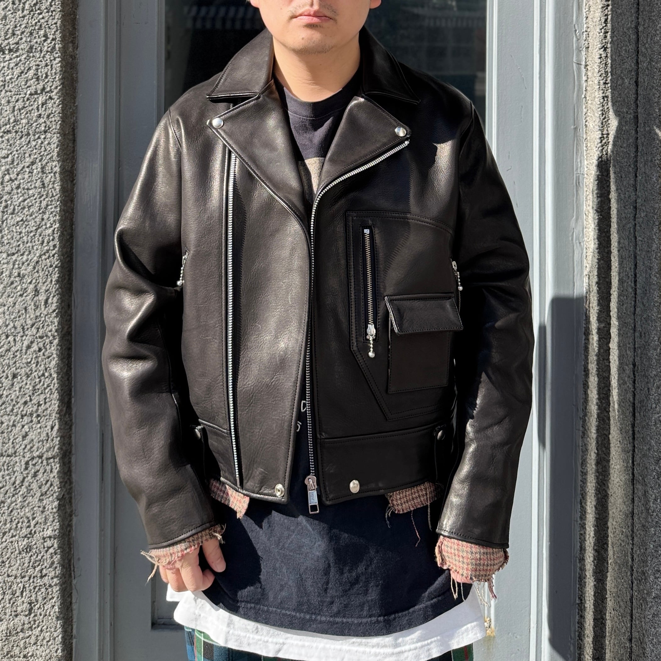 SEVESKIG / Cow Leather D-Pocket Riders / BLACK | ふぁいん