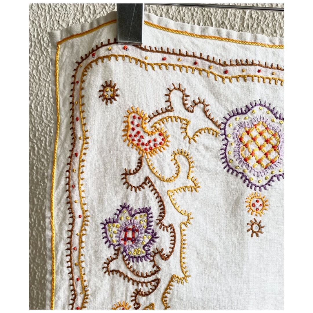 テーブルクロス ヴィンテージ 刺繍 フランス フランス ヴィンテージ 刺繍クロス 手刺繍 テーブルセンター テーブル